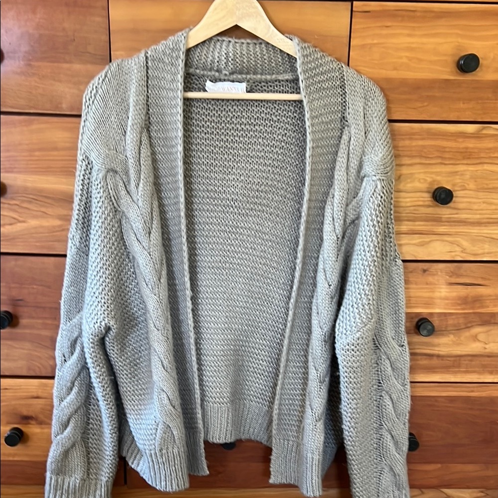 Shop Wanna B Gray Cable Knit Open Front Cardigan
